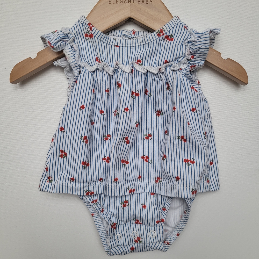 Carter's Striped Diaper Cover with Red Floral Accents